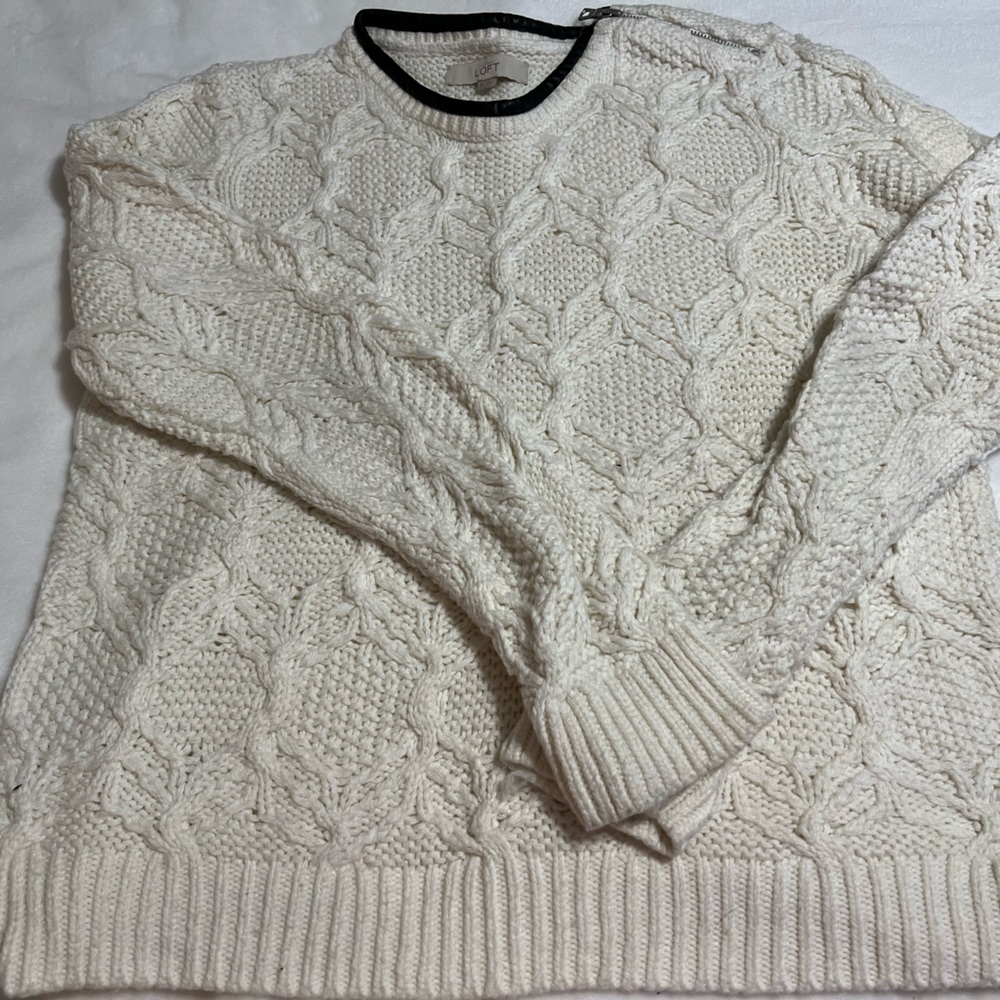 White Loft sweater with zip neck